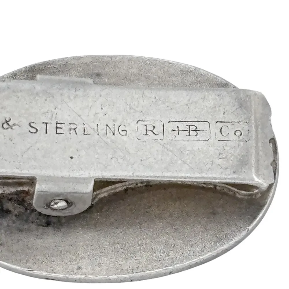Vintage 14K Gold & Sterling Silver 925 RHB Co Oval Tie Clip